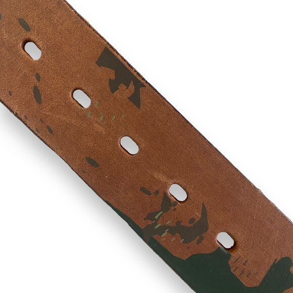 Ben Sherman Men's Brown Camouflage Genuine Leather Belt Size 32 Heavy Duty 1.75" - Picture 6 of 10